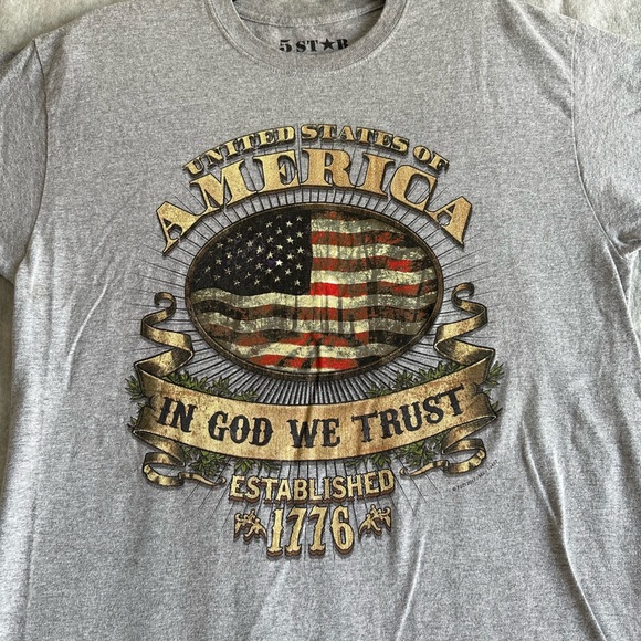 5 STAR MEN’S US OF AMERICA IN GOD WE TRUST GRAPHIC SHORT SLEEVE T-SHIRT SZ L - Picture 9 of 10